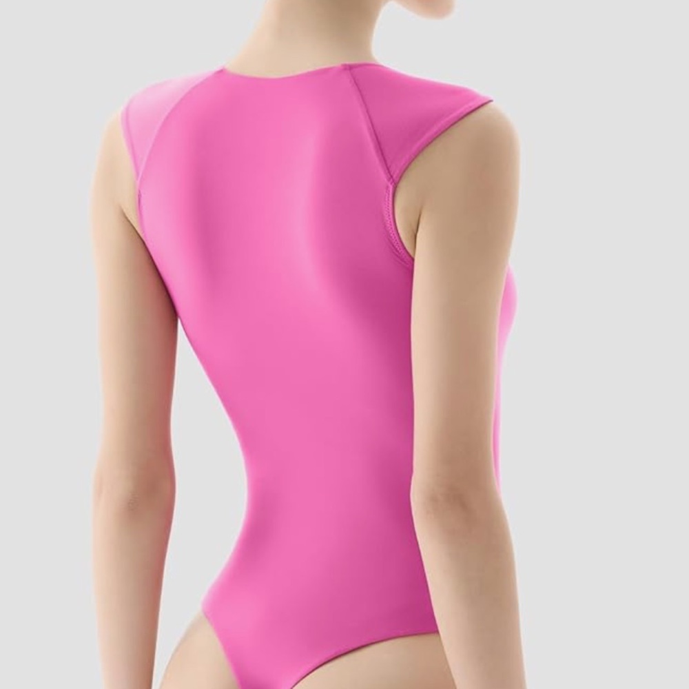 Pink square neck bodysuit - Picture 2 of 4